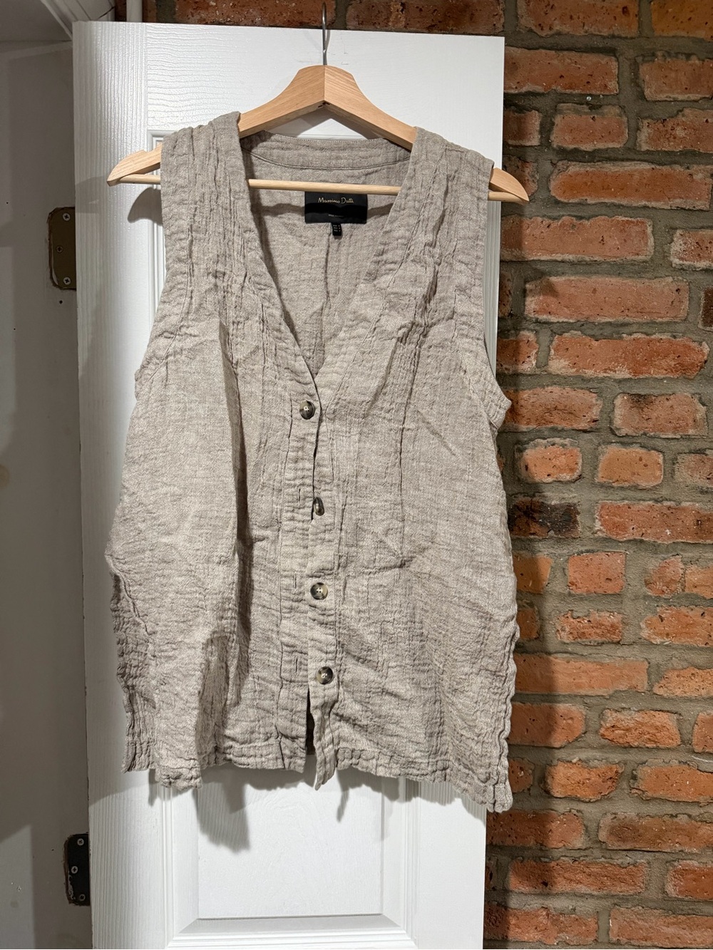 Massimo Dutti 100% Linen Button-Front Vest